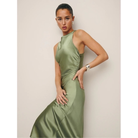 NWT Reformation Casette Silk Maxi Dress Artichoke Green 8 - Picture 13 of 13